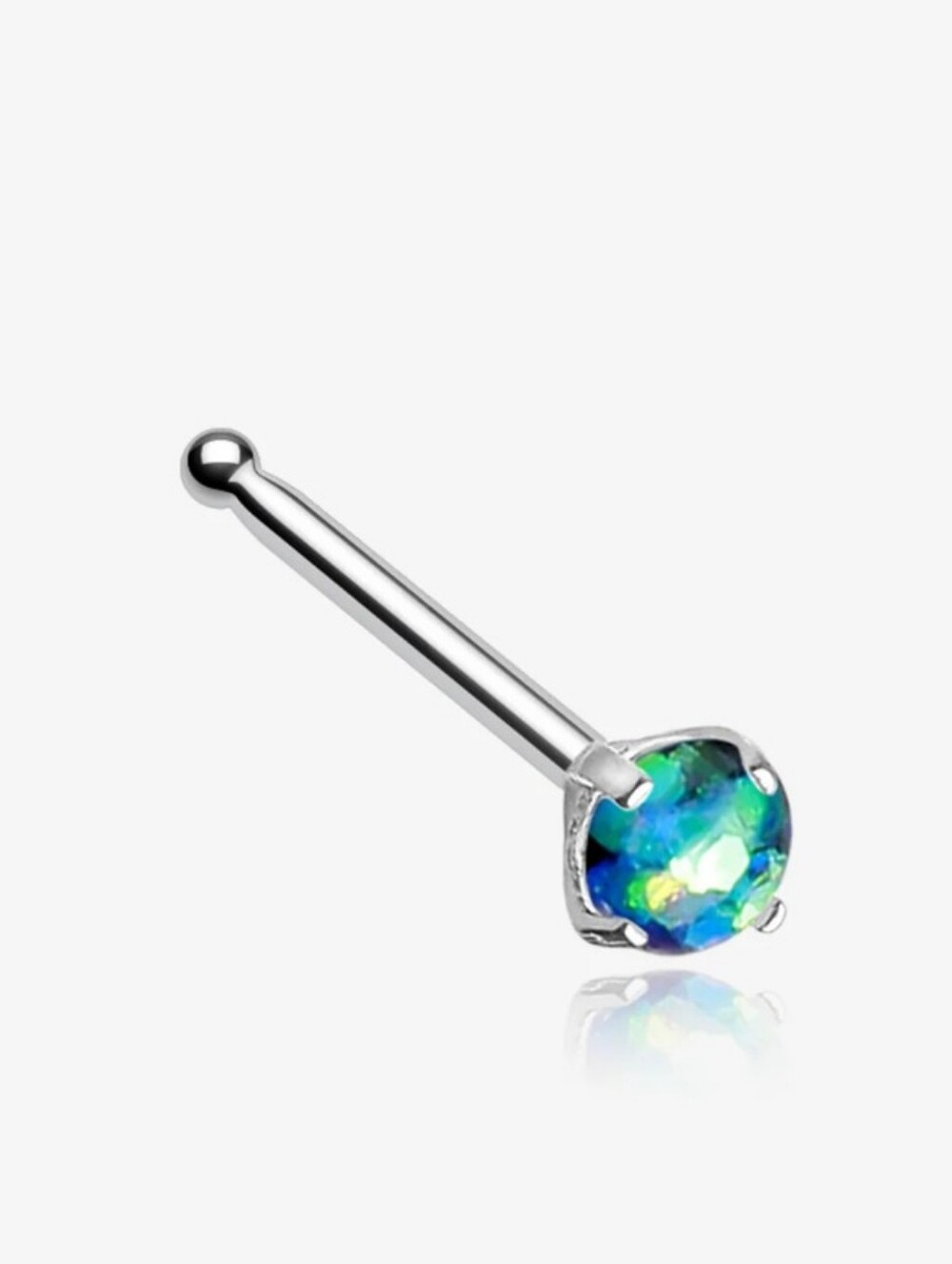 Opal Sparkle Prong Set Nose Stud Ring